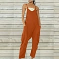 thumbnail image 2 of QATAINLAV Summer Sleeveless Jumpsuits for Women Casual Loose Spaghetti Strap Overalls Basic Solid Wide Leg One Piece Pants with Pockets Summer Savings Orange XL, 2 of 5