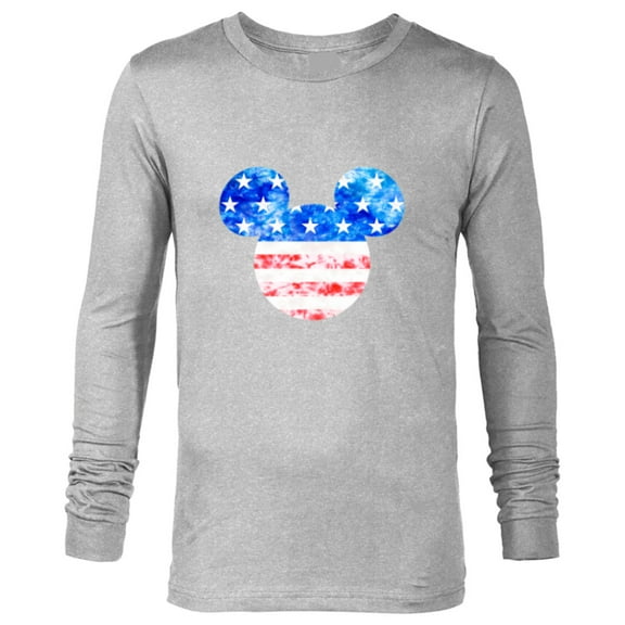 Disney Mickey Mouse American Flag Tie Dye - Long Sleeve T-Shirt for Men - Customized-Athletic Heather