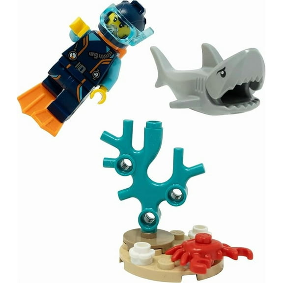LEGO City: Diver Minifigure with Reef and Shark (Ages 6 )