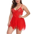 thumbnail image 3 of Ropa de dormir sexy para mujer T-thongs Malla Vestido de encaje floral Ropa de dormir, Rojo, 4XL sidaley XX000049-21, 3 of 7