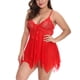 thumbnail image 3 of Ropa de dormir sexy para mujer T-thongs Malla Vestido de encaje floral Ropa de dormir, Rojo, 4XL Methold XX000049-01, 3 of 7