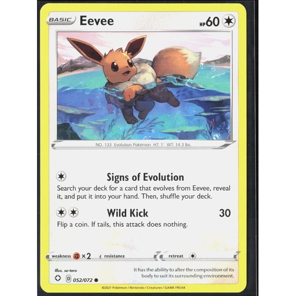 2021 Shining Legends Eevee 52/72 Pokemon Trading Card English