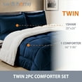 thumbnail image 3 of Swift Home 2PC Reversible Winter Plush Sherpa & Faux Micromink Comforter Set, Navy, Twin, 3 of 6