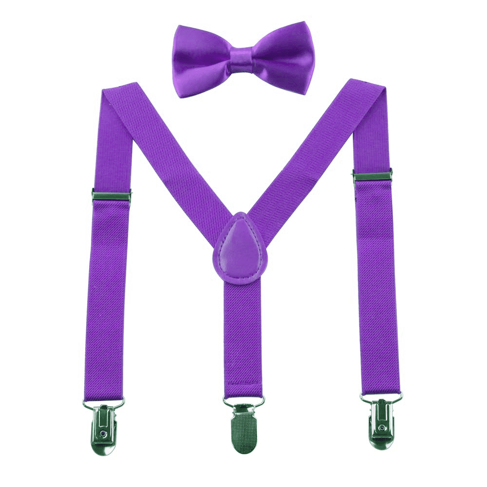 Suspenders & Bowtie Set for Kids and Baby Adjustable Elastic X-Band Strong Braces 