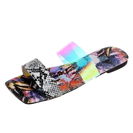 

Hvyesh Womens Sandals Summer Fashion Leopard Beach Shoes Flat Heel Butterfly Sandals Summer Open Toe Slide Sandals Comfortable Flats Flip-Flops Sandal