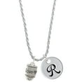 thumbnail image 1 of Delight Jewelry Silvertone Love Forever Spinner Silvertone Script Initial Disc - R - Charm Necklace, 20"+3", 1 of 4