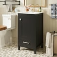 thumbnail image 2 of Black  Transitional  18-Inch Modern Bathroom Vanity with Ceramic Sink Free-standing Soft-Close Drawers and Door Organizer,Drawer, and Adjustable Plastic Foot Pads – Space-Saving Storage, 2 of 18