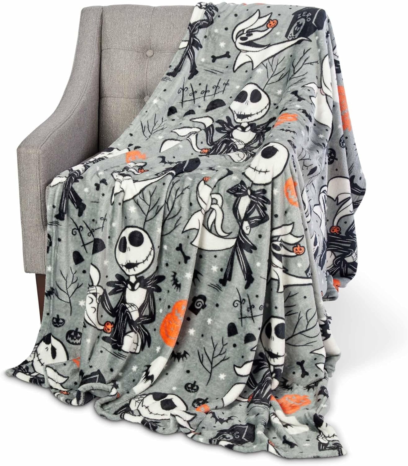 Kuscheln Halloween Throw Blanket, Nightmare Before Christmas Silk Touch Throw Blanket, Soft Cozy Fleece Blankets for Women Men, Ideal Halloween Gifts, 50x60