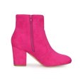 thumbnail image 3 of BLISSFUL STEP Women's Faux Suede Chunky Heel Round Toe Side Zip Ankle Boots Hot Pink 5.5, 3 of 8