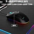 thumbnail image 4 of FZCHUN-RGB Souris de Jeu Filaire, Design Coque en Nid d'Abeille Ultraléger 11 Rétroéclairé RGB 7200 DPI, 6 Boutons Programmables, Câble Récepteur 1.5m, USB pour PC/Mac/ordinateur Portable, Noir, 4 of 4