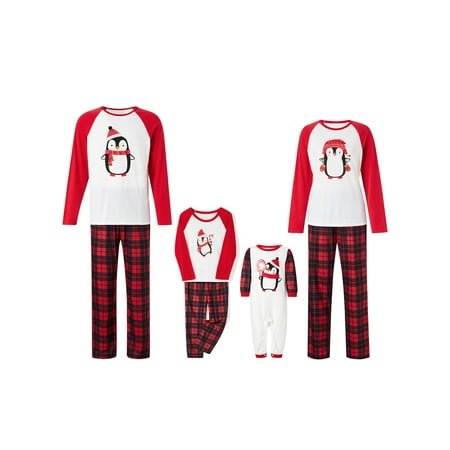 

Ma&Baby Family Matching Christmas Pajamas Snowman Print Tops Plaid Pants Pajamas Sleepwear Sets