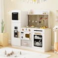 thumbnail image 2 of Topbuy Wooden Kitchen Playset Kids Pretend Play Kitchen with Chalkboard Ice Maker Sink Fabric Drawer & Dishwasher White, 2 of 10