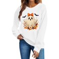thumbnail image 2 of Mifsaly Womens Vintage Floral Ghost Graphic Fall Sweatshirt Crewneck Pullover Festival Long Sleeve Casual Tops White,S, 2 of 5