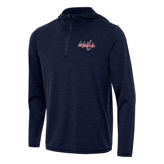 Men's Antigua Heather Navy Washington Capitals Tidy Quarter-Zip Hoodie