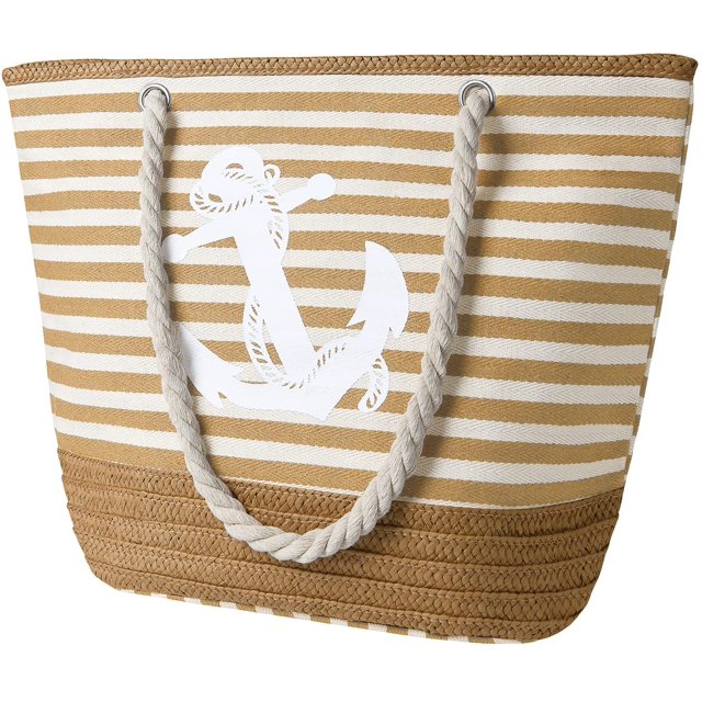 Bolso de playa para mujer | Bolso de viaje de lona | Bolso de hombro grande con asa de cuerda para playa, vacaciones, compras, viajes, regalo de Navidad
