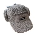 thumbnail image 2 of D GROEE Ladies Ear protective Baseball Winter Ladies Hat Earflaps Ear Thickened Plush Long Brim Sunshade Solid Color Lace Up Strap Windproof Lei Grey, 2 of 8