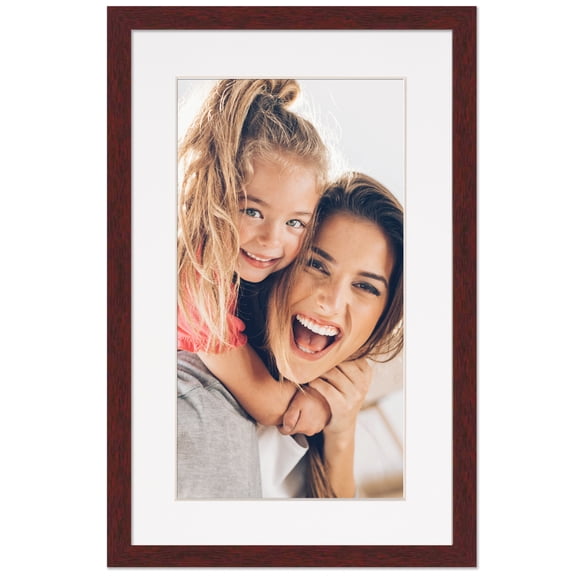 9x13 Frame with Mat - Brown 11x15 Frame Wood Made to Display Print or Poster Measuring 9 x 13