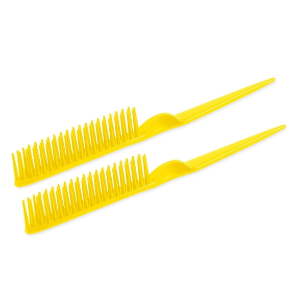 ACDANC 3 Row Hair Comb for Natural Detangling Curly,Hair Styling Brush,Nylon Bristle Unbraider Teasing Rat Tail Comb for Women Men Unbraider Tool Yellow