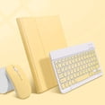 thumbnail image 2 of Funda con teclado y ratón para iPad Mini 4/5, funda de 7,9 pulgadas con teclado Bluetooth inalámbrico desmontable, portalápices, funda inteligente de cuero amarilla, 2 of 5