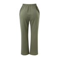 thumbnail image 6 of frariair Straight Leg Pants for Women High Waisted Wide Fashion Drawstring Elastic Trousers Comfy Long With Pockets Green, 6 of 6