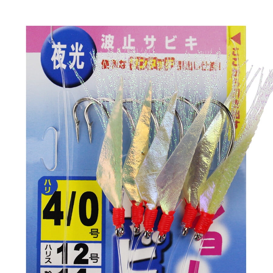 10PCS Sabiki Fishing Rigs 6Hook/Pack Fish Skin String Hook Soft Fishing Lure Bait Rigs