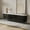 Black with Sintered Stone, variant on POVISON-70.87"Mid-Century Modern Tambour Door TV Stand, Walnut Color TV Console, Ash Rolling Door Media Console with legs