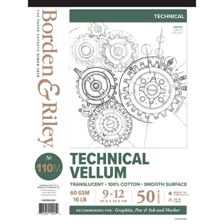 UPC: 0736282110952 | Borden & Riley #110M Technical Vellum Pad  50 Sheets  9  x 12