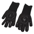 thumbnail image 4 of Guantes de barbacoa ignífugos de 800 °C, resistentes al calor, de silicona de doble cara, grandes, para horno y barbacoa, color negro, 4 of 14