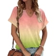 thumbnail image 2 of Jewelreauty Women's Casual V Neck Shirts Summer Short Sleeve Tie-Dye Tunic Tops 2024 Loose Tee Blouses (S, Pink), 2 of 5