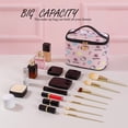 thumbnail image 2 of Bolsa de maquillaje AmbeAlla, grande, rosa, con soporte para brochas, 2 of 7