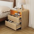 thumbnail image 2 of Vabches 25" H Nightstands with LED Night, Fluted Nightstands with Charging Station and Storage Shelves, End Table Bed Side Table for Bedroom Enrtyway Livingroom, 2 of 8
