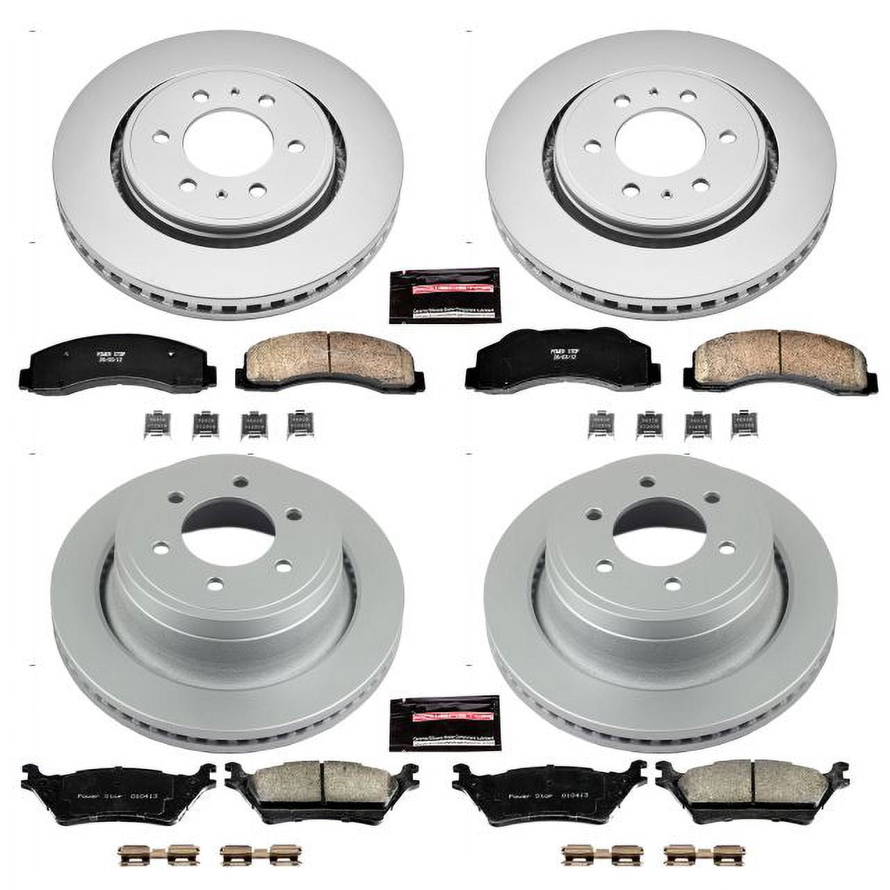 PowerStop Front and Rear Geomet Coated Brake Rotor and Pad Kit Fits: FORD Select Models CRK6268