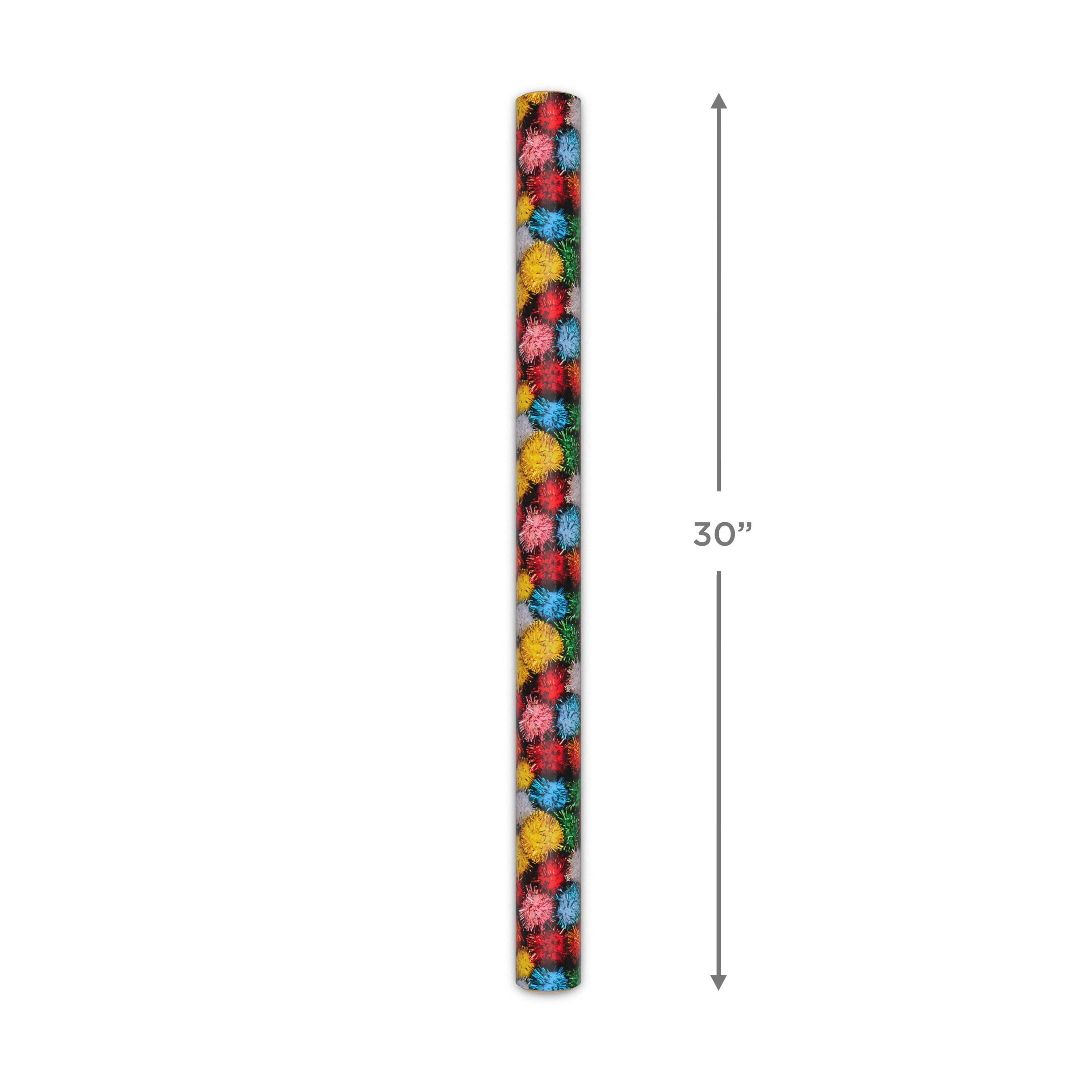 Hallmark Wrapping Paper Roll (Colorful Pom-Poms) 20 sq. ft.