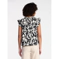 thumbnail image 4 of Time and Tru Women's Cotton Split Neck Top with Flutter Sleeves, Sizes XS-XXXL, 4 of 6