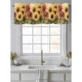 thumbnail image 4 of Summer Sunflowers Curtain Valances for Windows, Red Yellow Floral Leaf Wood Grain Kitchen Valance Window Treatment, Light Filtering Block Curtains for Bathroom/Bedroom/Living Room 42'' x 18'', 4 of 9