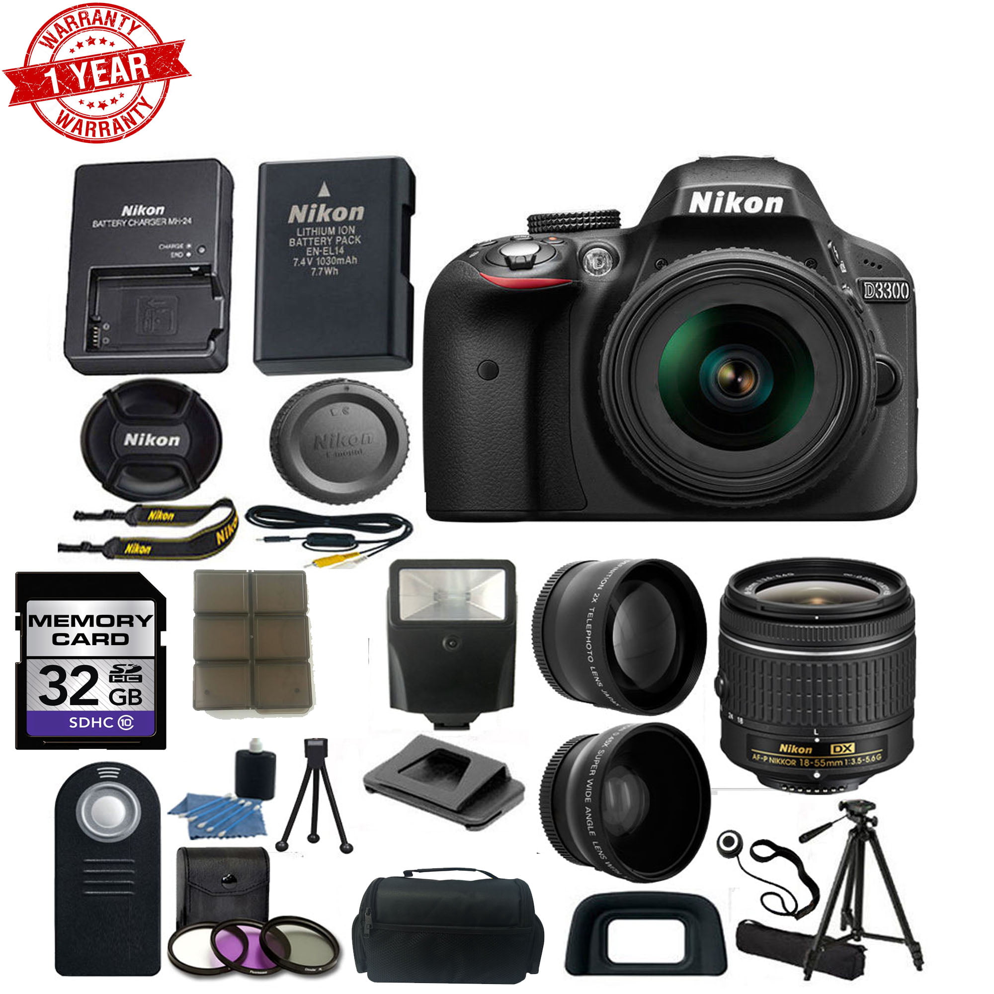 Nikon D3300 Digital SLR Camera w/18-55mm AF-P DX Lens|Wide