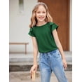 thumbnail image 4 of Arshiner Girls Tops Ruffle Sleeve Green Shirts for Girls Round Neck Blouse for Kids 10-12 Years, 4 of 9