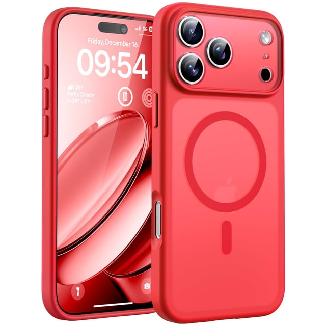 Funda de teléfono TOCOL para iPhone 17 Pro con protección de cámara completa, color rojo