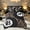 Black Brown B, variant on Feelyou Billiards Y Letter Full Size Bedding Sets for Girls, Chic Bowknot Leopard Print Full Size Bed in a Bag, Black Reversible, 7 Pieces