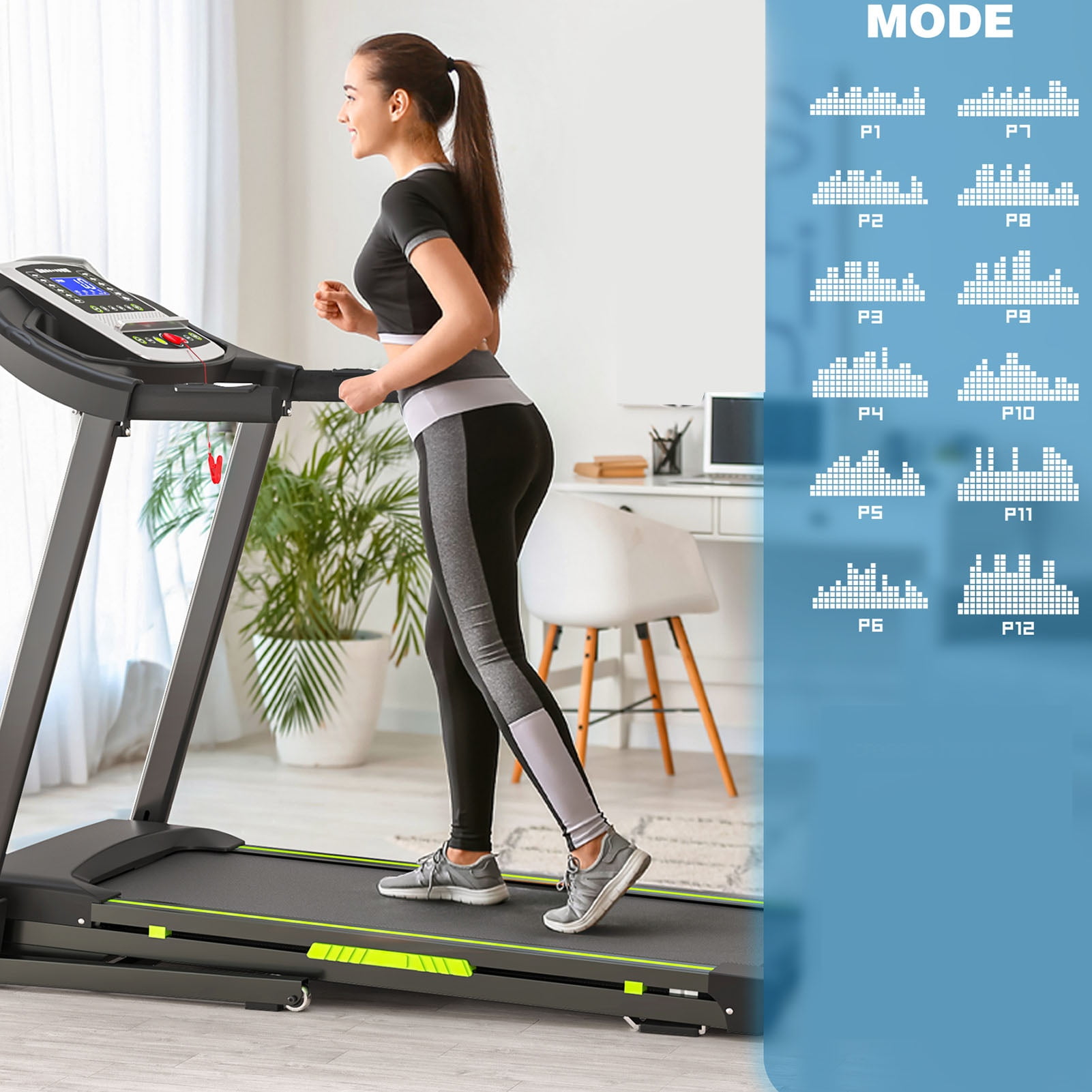 Folding Treadmill for Home, 3.5HP Quiet Brushless Treadmills with Handle 330 lbs Capacity, 4% Incline, LED Display & APP Control, Compact Foldable Walking Pad for Home Apartment Office