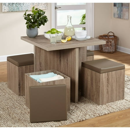 5-Piece Baxter Dining Set with Storage Ottoman, Multiple (Best Furniture For Small Family Room)