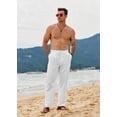 thumbnail image 5 of COOFANDY Men's Linen Drawstring Pants Casual Summer Beach Cotton Linen Pants, 5 of 6