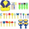 30 Pcs Kids Early Learning Sponge Painting Brushes Kit,Children Waterproof Art Painting Smock Apron with 3 Roomy Pockets,Sponge Brush, Flower Pattern Brush,Brush Set