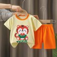 thumbnail image 2 of Paguaki Boy Toddler Baby Summer Clothes 3 6 12 18 Months 2T 3T 4T 5T Boys Outfits Short Sleeve Shirt with Elastic Waist Shorts Cartoon Dailywear Set, 2 of 4