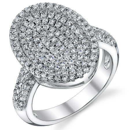 Peora White CZ Engagement Ring in Rhodium-Plated Sterling Silver