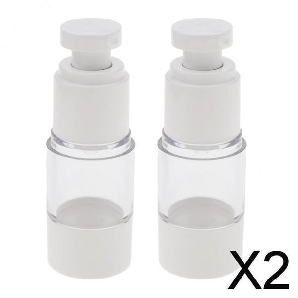 2x2x Botella de Bomba Estéril Envase de Tóner/loción/suero Recargable 15 Ml , 白, 2 piezas