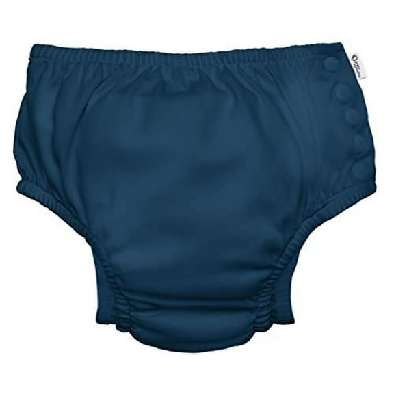 i play by Green Sprouts Reusable, Eco Snap Swim Diaper with Gussets, UPF 50 , Navy, 3TD