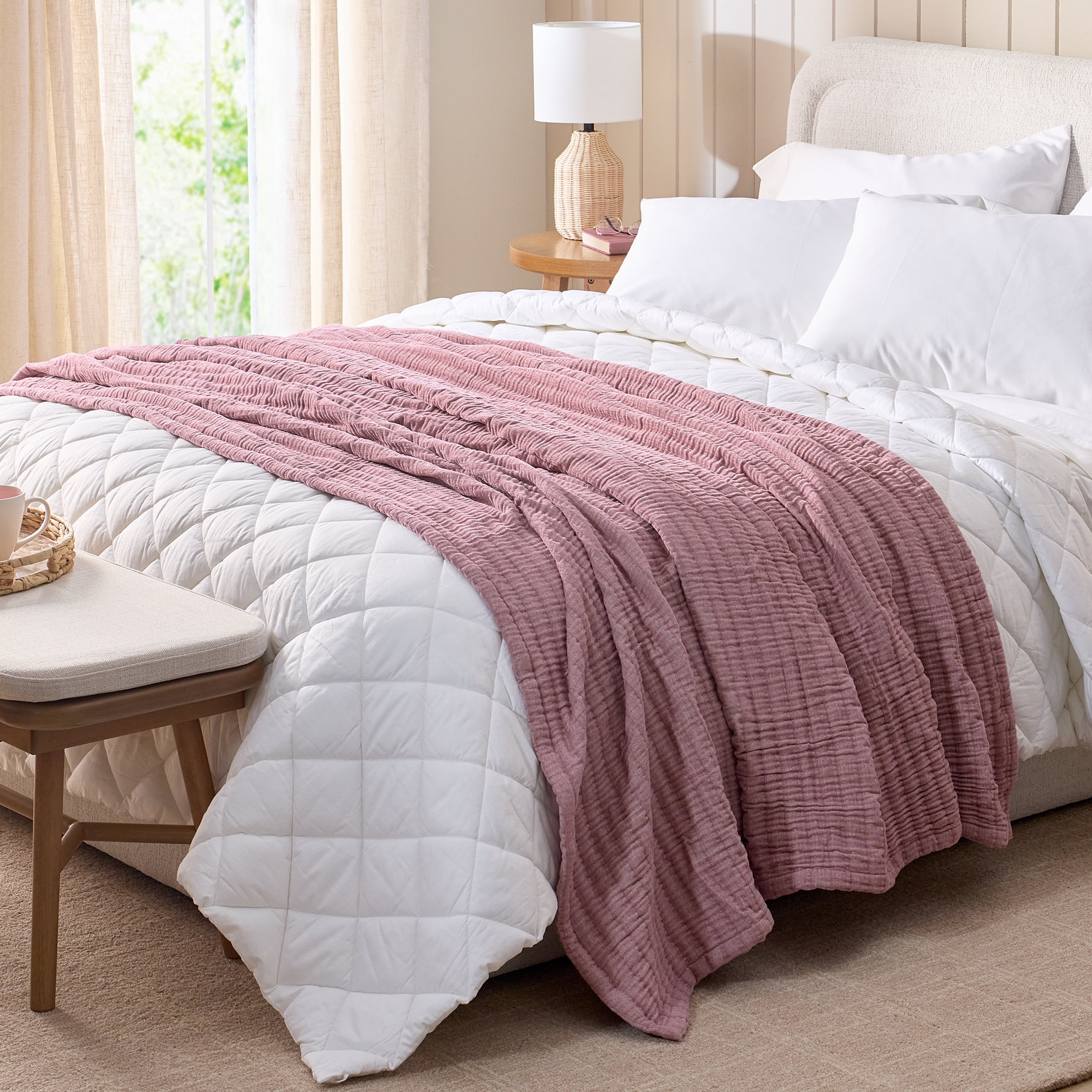 Better Homes & Gardens Chenille Gauze Bed Blanket, Violet Gem, Full/Queen, 90 x 92 in
