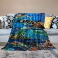 thumbnail image 2 of ONETECH Sea Turtle Throw Flannel Blanket Gifts for Turtle Lovers Soft Cozy Throws Lightweight Ocean Blankets for Couch Sofa Bed Chair Valentine's Day, 2 of 6