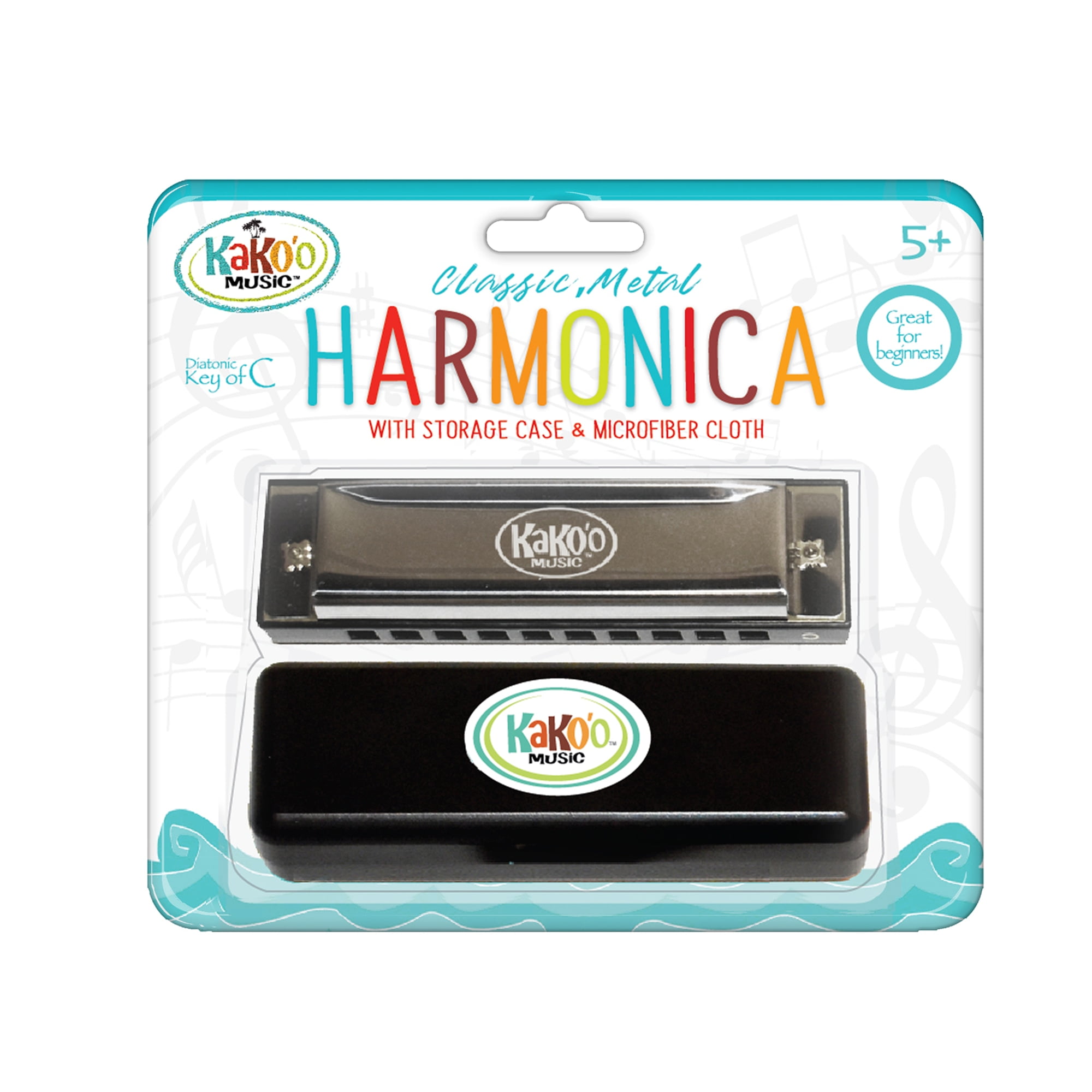 Kako'o: Classic 4" Metal Harmonica - Silver - w/ Storage Case - Standard Size in Scale of C With 10 Holes, Great for Beginners, Ages 5+